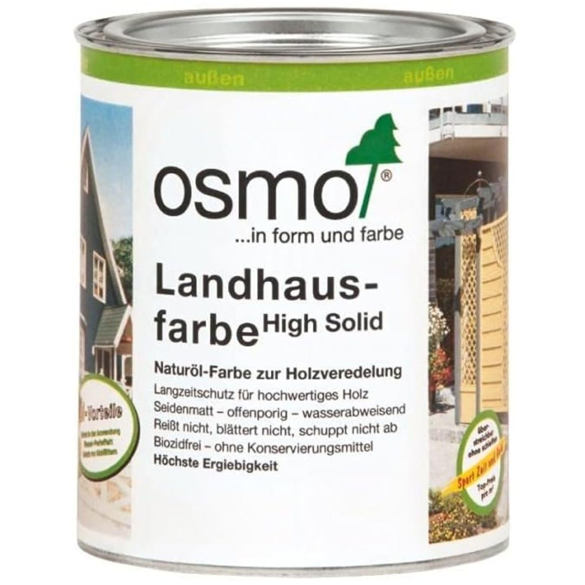 Osmo Landhausfarbe - hochdeckende Holzfarbe 2404 Tannengrün 0,75 L