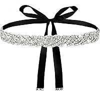 Telooco Silver Glitter Rhinestone Bridal Sash Belt - Handmade Crystal Ribbon Waist Belt for Wedding Dresses & Bridesmaids