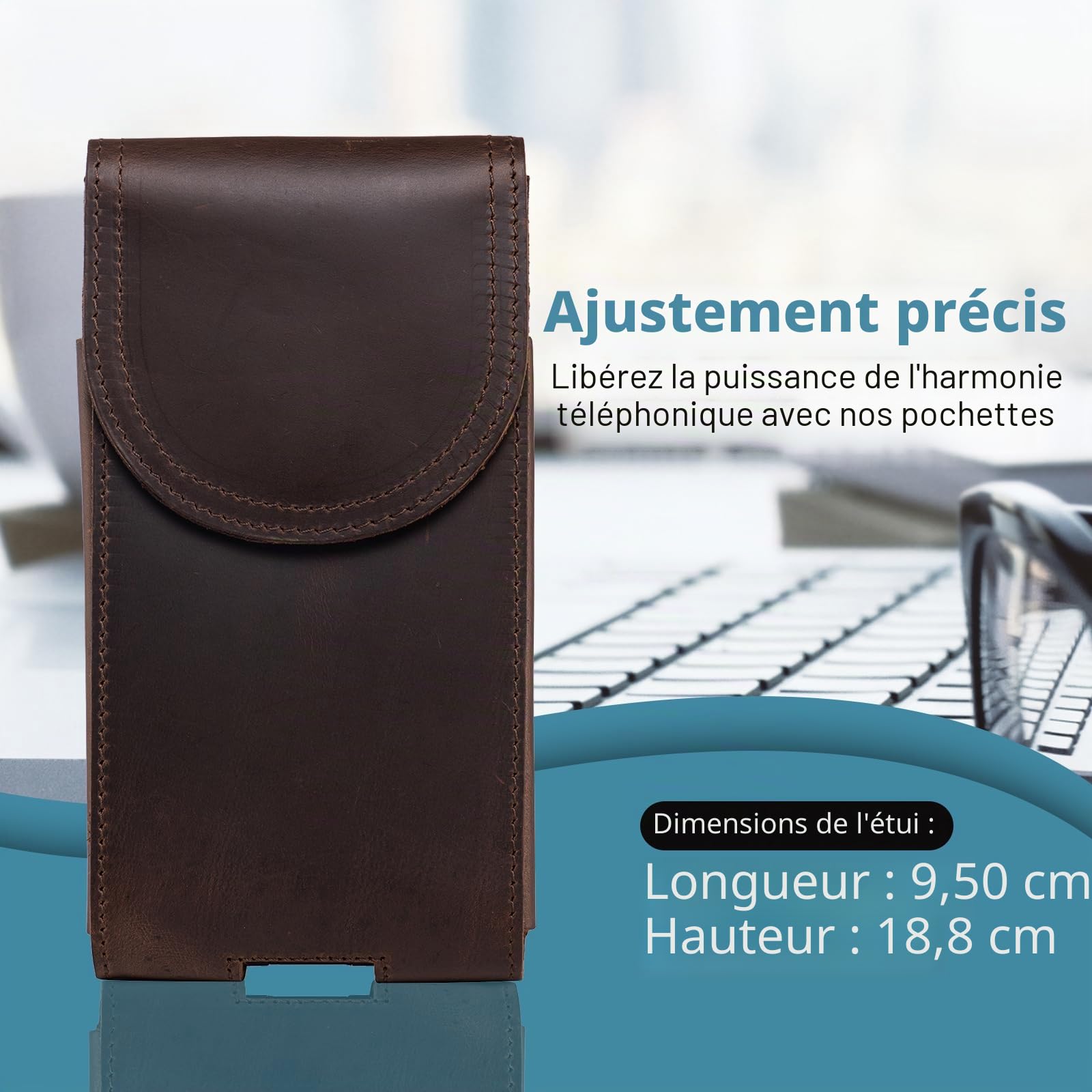 Etui de Ceinture pour Téléphone Portable, Etui en Cuir Véritable pour Samsung S25 S24 S23 S22 S21 Ultra, S10 S9 S8 Plus de Ceinture pour Téléphone Portable, Petit de Poche de Voyage