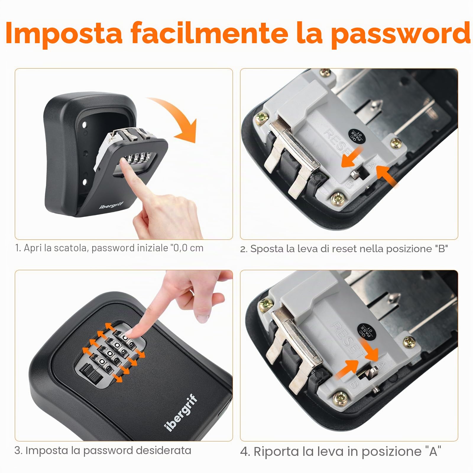 Ibergrif MA201 Cassaforte per Chiavi Montata a Parete,Cassetta di Sicurezza a Chiave Impermeabile,Cassaforte Porta Chiavi da Esterno con 4 Cifre Combinazione Codice, nero