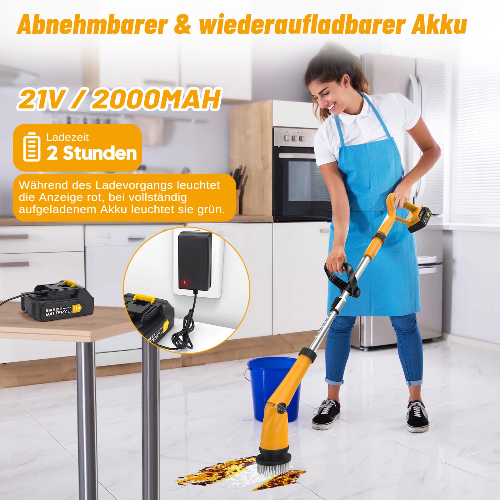 Qimedo Brosse de nettoyage électrique 1500 tr/min, IPX7, 8 têtes, sans fil