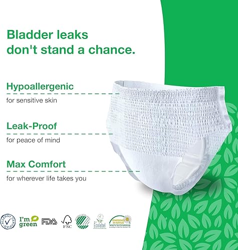 Miniatura 3 de Veeda Ropa interior natural para adultos para incontinencia para hombres, ropa interior desechable para protección contra fugas de vejiga, pañales