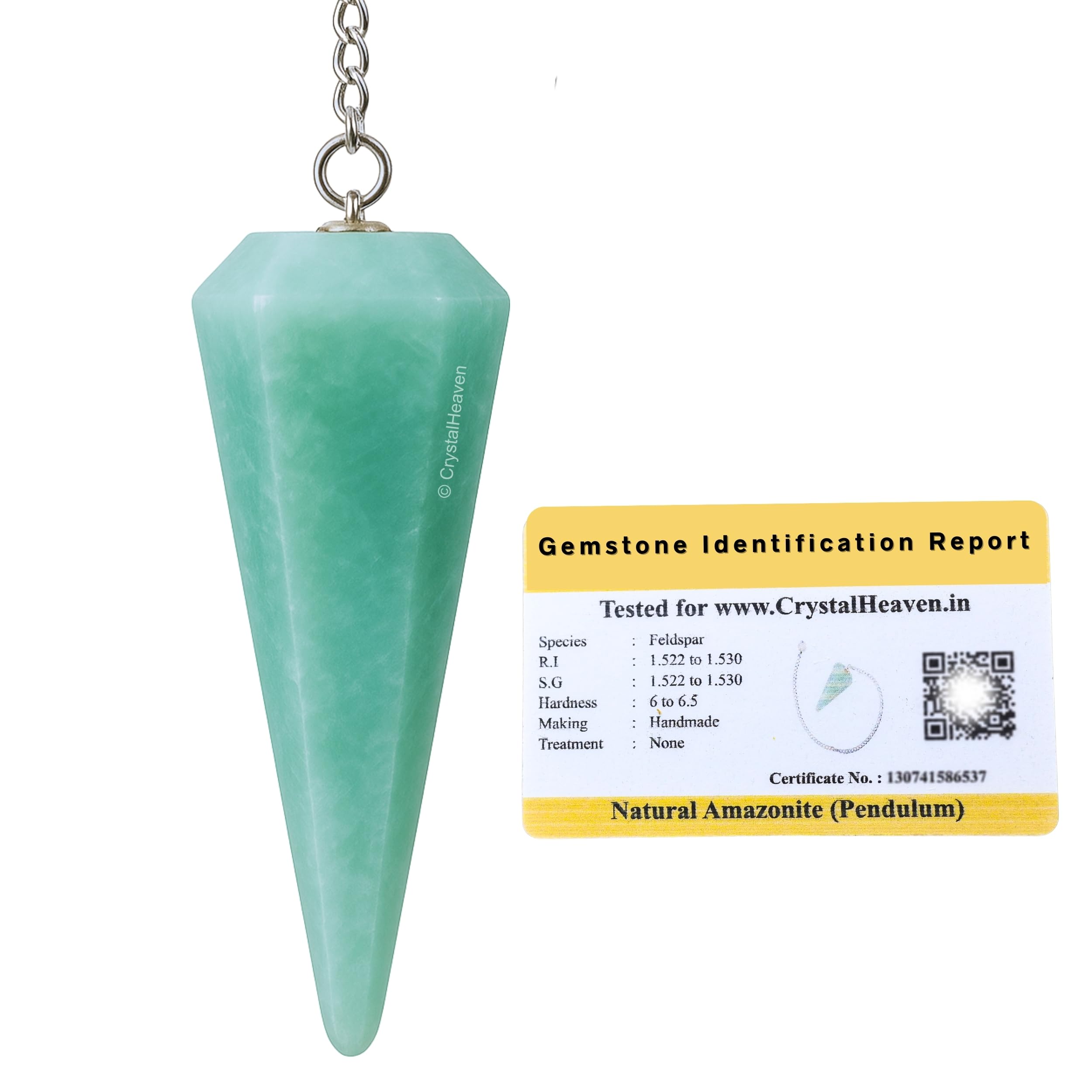 Amazonite Crystal Pendulum Divination Tools | Certified Natural Gemstone Dowsing Pendulum Spiritual Pointed Crystal for Witchcraft Reiki Healing & Crystal Grid Meditation