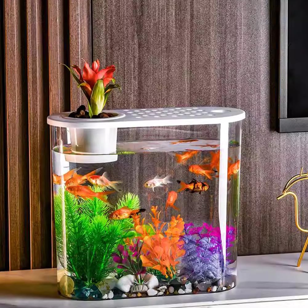 Transparente Kunststoff-Aquarien, Schmale Aquarien, Moderne Tisch-Goldfischbecken, Tragbare Betta-Aquarien, Tragbare Aquarien Mit Luftpumpenanschlüssen, Miniatur-Landschafts-Aquarien