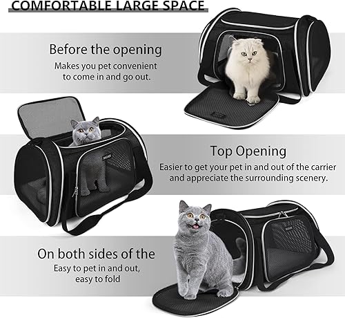 Miniatura 13 de BAGLHER Bolsa de transporte para perros con ruedas, aprobada por aerolíneas, lado suave, para viajes, para mascotas, tamaño pequeño, mediano