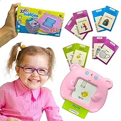 Brinquedo de Aprendizado Interativo Infantil com Cartões Educativos Tradutor Bilíngue em Espanhol Inglês Ideal para Desenvolver Linguagem e Habilidades Cognitivas (Rosa, Padrão)
