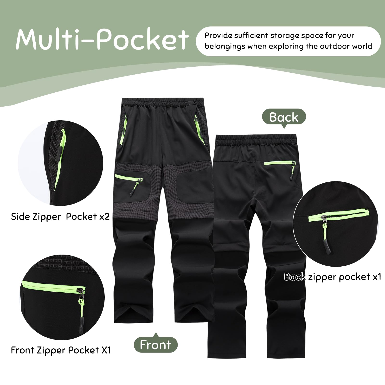 Pantaloni da Escursione per Bambini Ragazzi Ragazze 2-in-1 Zip off Pantaloni da Trekking all'aperto a Secco rapido