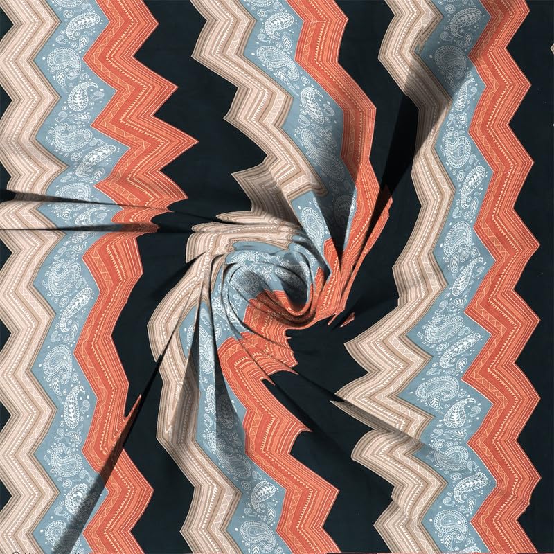 Image of la'amour Cotton Elastic Fitted Bedsheets with 2 King Size Pillow Covers Double Bed with All Around Elastic Supersoft Size - 72 King Sizex78+10 inches Color - Orange Black