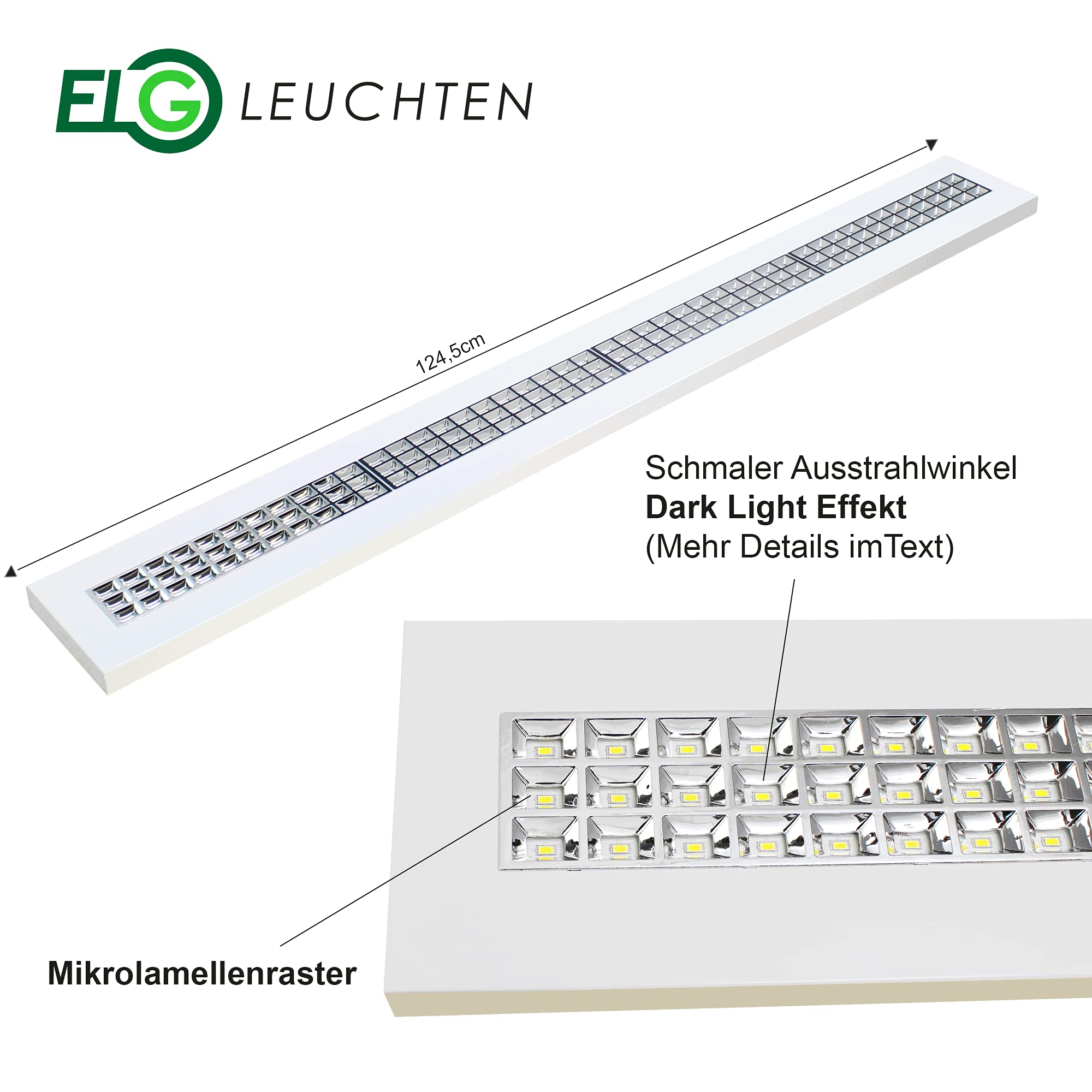 LED Pendelleuchte Mikrolamellenraster 120cm 36W 4000lm 4000K | Neutralweiss Büroleuchte Deckenleuchte Bürobeleuchtung Rasterleuchte Deckenlampe Bürolampe