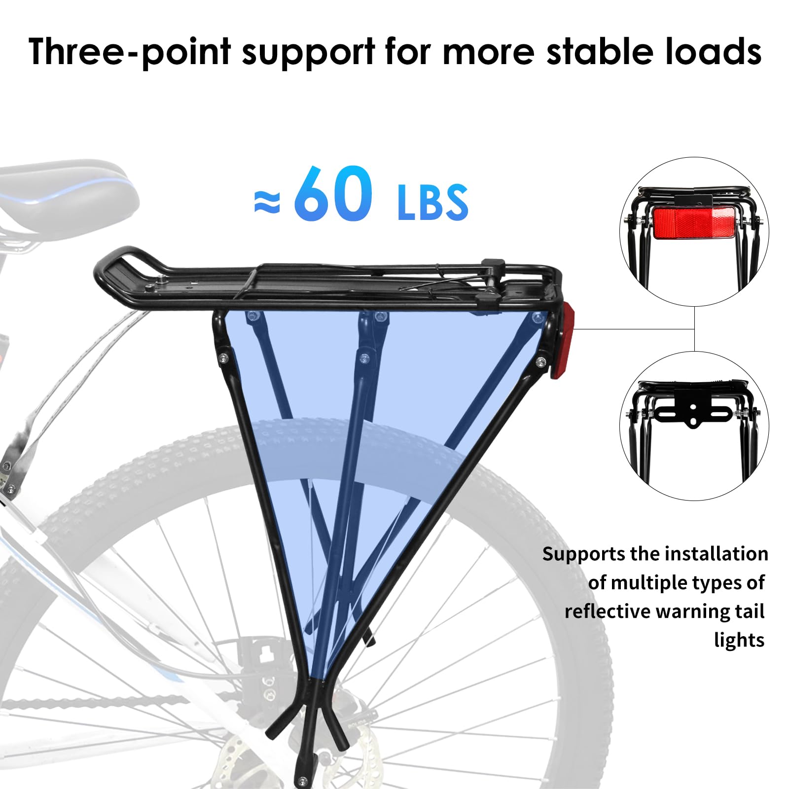 Rear Bike Rack with Basket?Aluminum Alloy Rear Bike Cargo Rack?Quick Release Adjustable Adult Bicycle Cargo Rack with Metal Rear Bike Basket & Waterproof Cover Use for Hauling Cargo by Bike