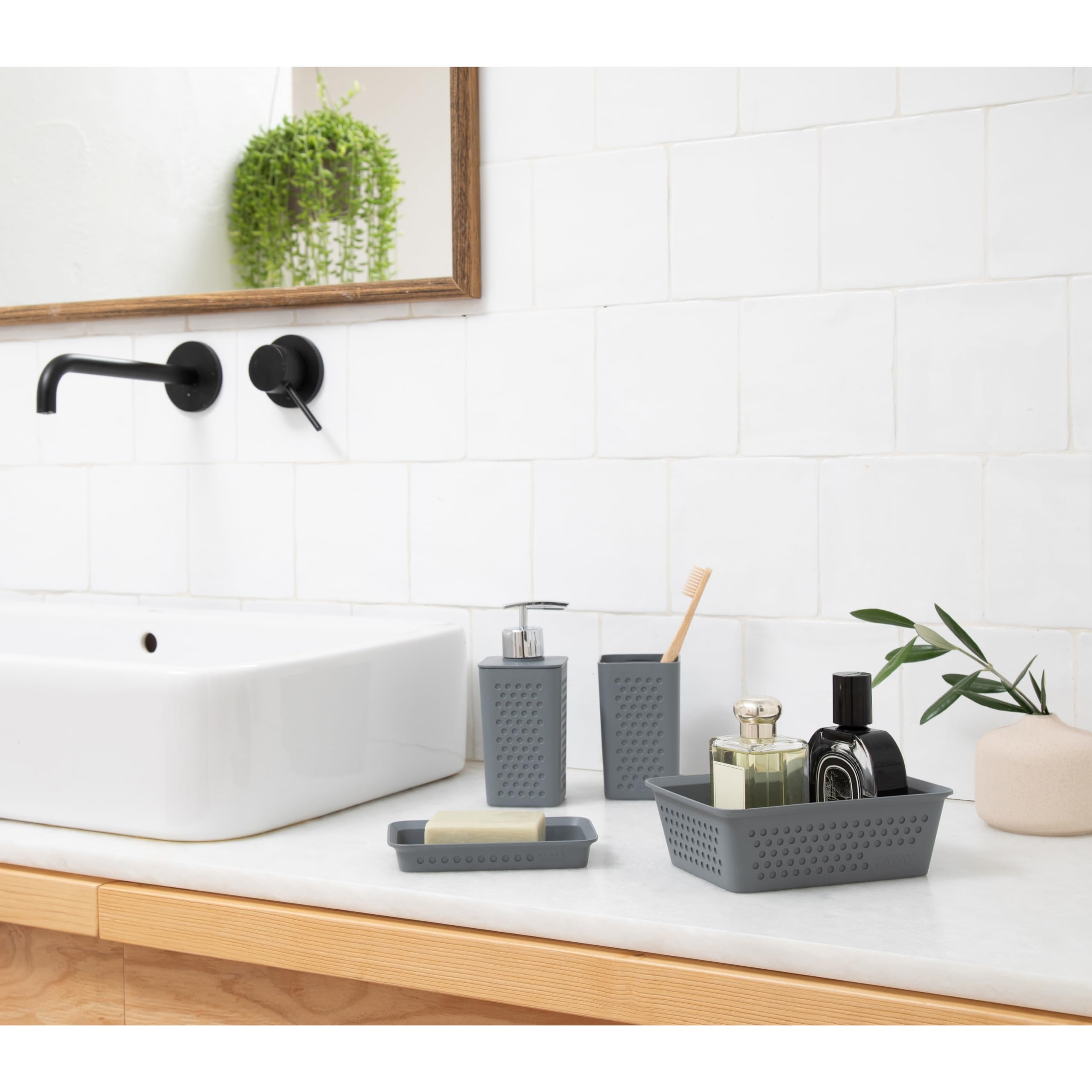 Pattumiera da bagno a ribalta TATAY Grigio antracite 6 Lin
