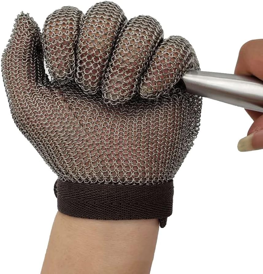 CXKJP Stainless Steel Ring Cut Resistant Gloves, Food Grade Safety Butcher Chef Safety Work Chain Gloves, Soft Anti-Slip (Size : XL/A Pack of one)