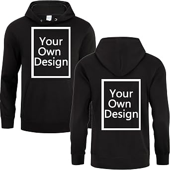 ALRRGPB Personalized Hoodie Unisex Customized MEN Hooded Sweatshirt Design Your Own Add Text/Image Front/Back