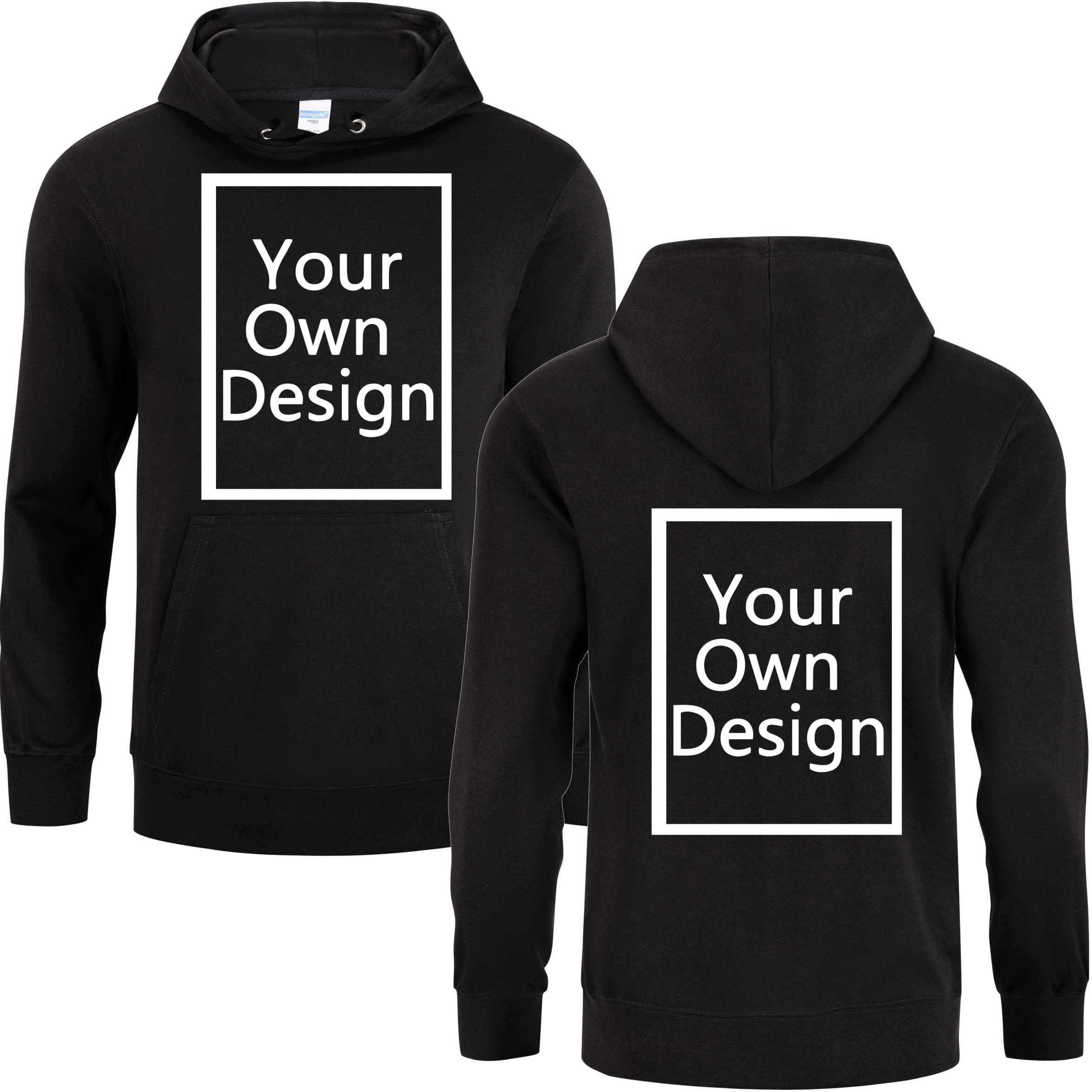 ALRRGPBPersonalized Hoodie Unisex Customized MEN Hooded Sweatshirt Design Your Own Add Text/Image Front/Back