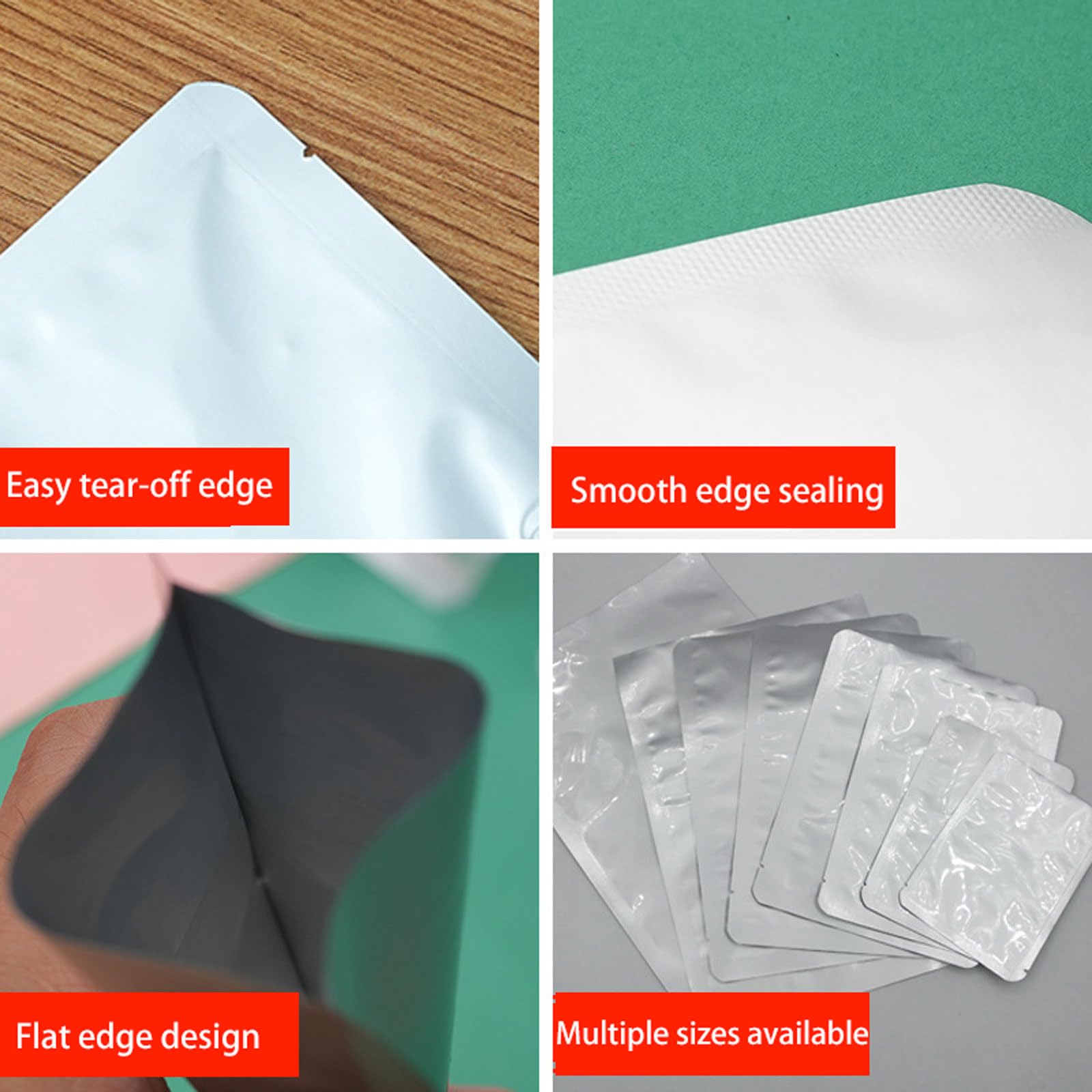 100 Sacs Aluminium pour Conservation Alimentaire, Sachets Sous Vide Soudables pour Café Thé Riz Légumineuses Noix, Poches Plates Ouverture Supérieure Argentées Étanches et Aromatiques(Size:30x40cm)