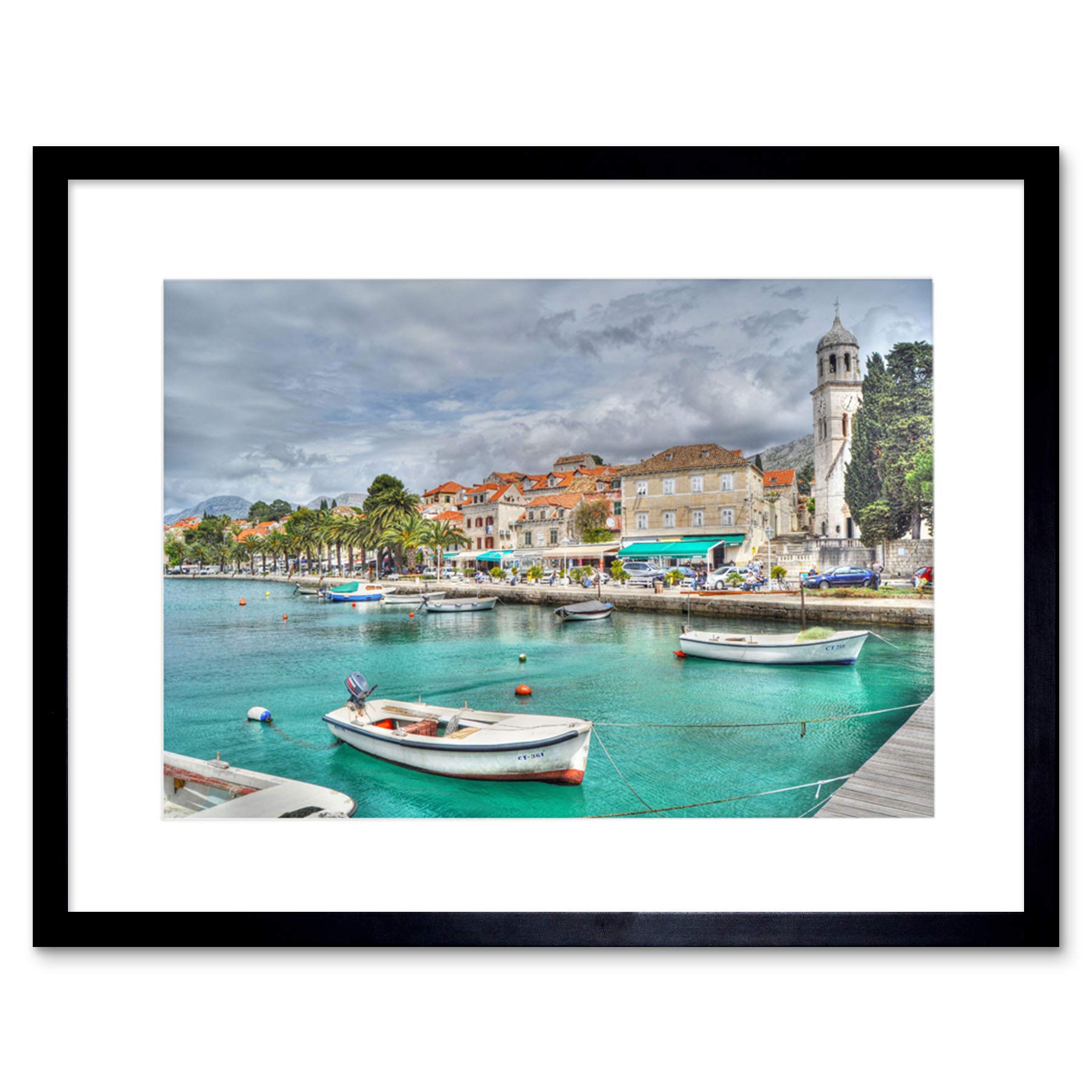 Wee Blue Coo Cavtat Croatia Harbour Boat Art Framed Wall Art Print