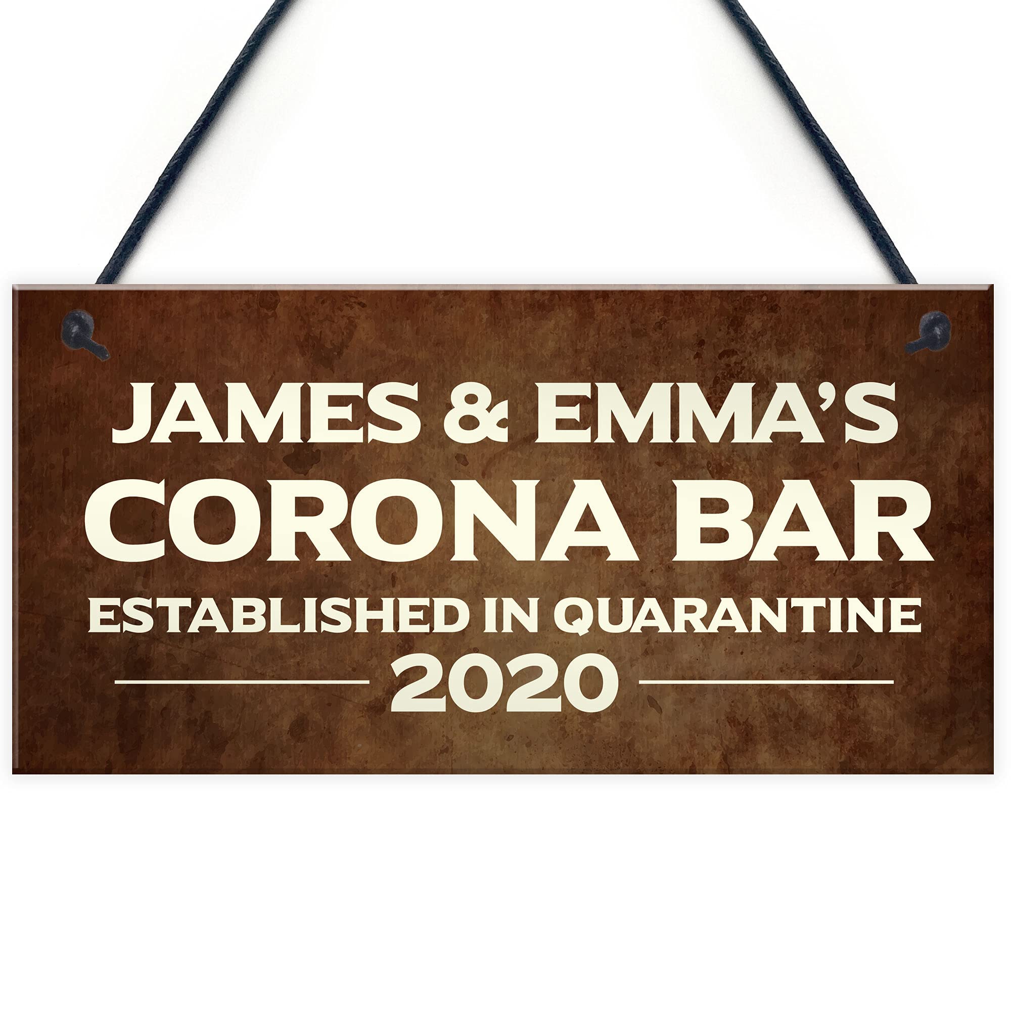 PERSONALISED Corona Bar Sign Quarantine Hanging Plaque Home Bar Man Cave Sign