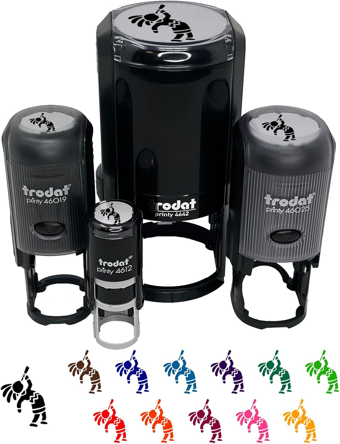 Southwestern Style Tribal Kokopelli Fertility Deity God Self-Inking Rubber Stamp Ink Stamper for Stamping Crafting Planners - 1-1/2 Inch Large - Black Ink