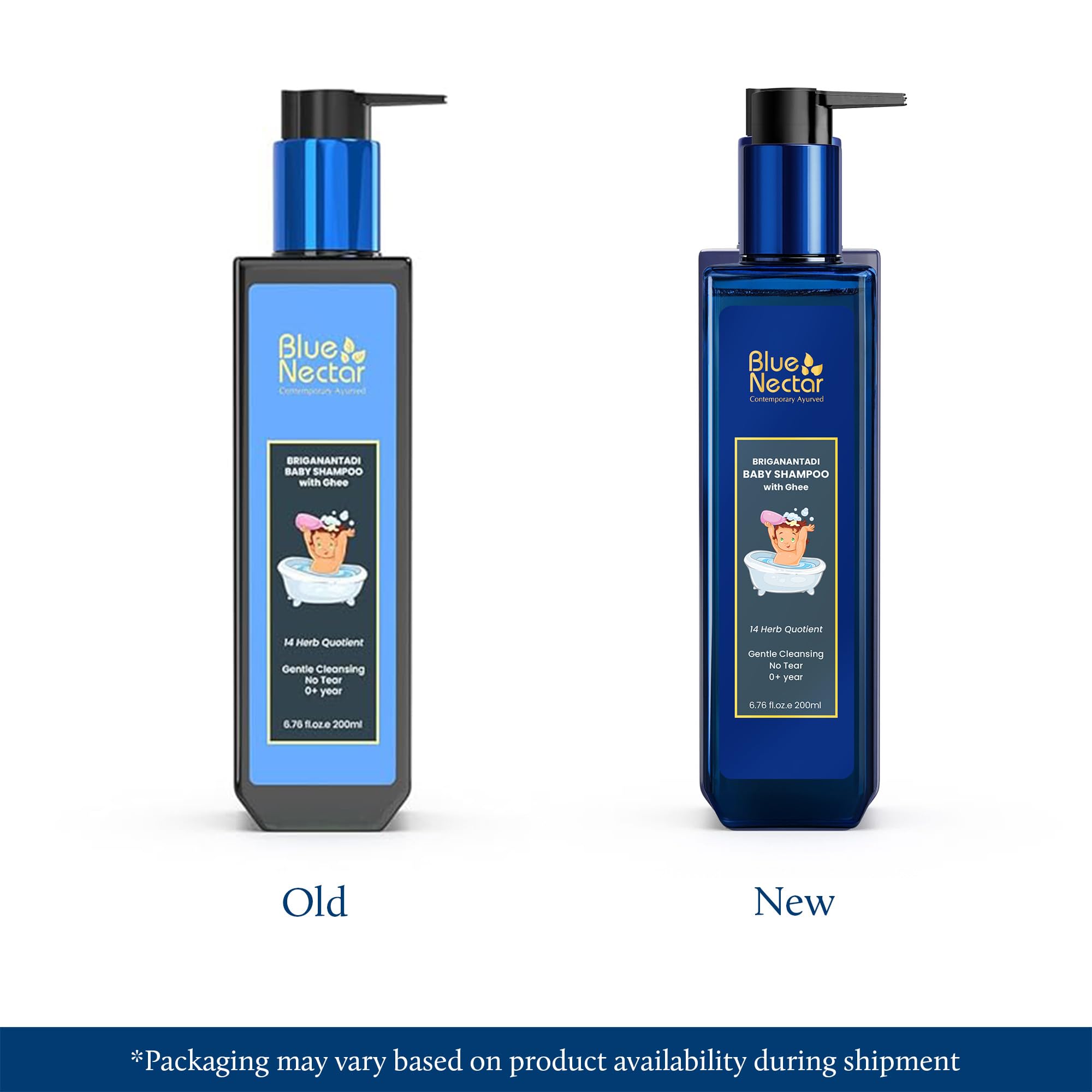 Blue Nectar Shampoo per bambini con gel naturale per la pulizia gentile, formula senza tear, 0 anni, per pelle asciutta e sensibile (200 ml, 14 erbe aromatiche)