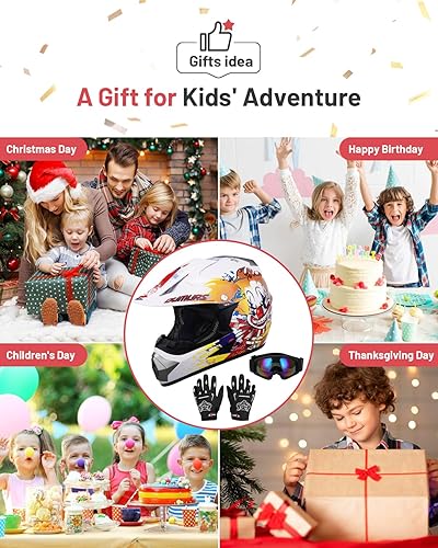 Miniatura 2 de DOT - Casco de motocross juvenil con gafas y guantes para niños de 5 a 14 años, casco ATV para niños y niñas, casco de cuatro ruedas para niños,