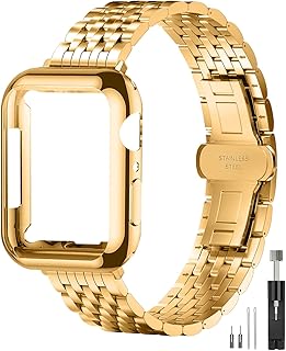 Slim Metal Band with Apple Watch Band 40mm 41mm 38mm 45mm 44mm 42mm, Dressy Stainless Steel Chain Strap for Women Man iWatch Bands Series 9 8 7 6 5 4 3 2 1 SE SE2 ClimeCo Certified