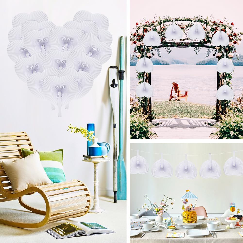 100 Eventail Mariage Blanc,Décoration Éventail Mariage Champêtre, Cadeau pour Invités de Mariage,Eventail personnalisable Fête Décoration