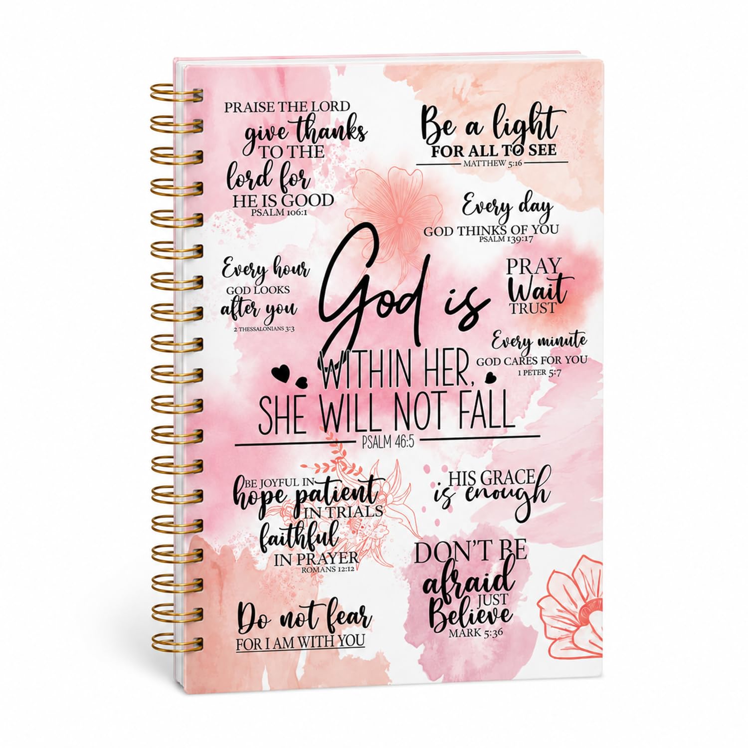 Borealyn Christian Notebook for Women, Inspirational A5 Spiral Notebooks Motivational Religious Bible Verse Writing Journal Notepad Wirebound Line for Women