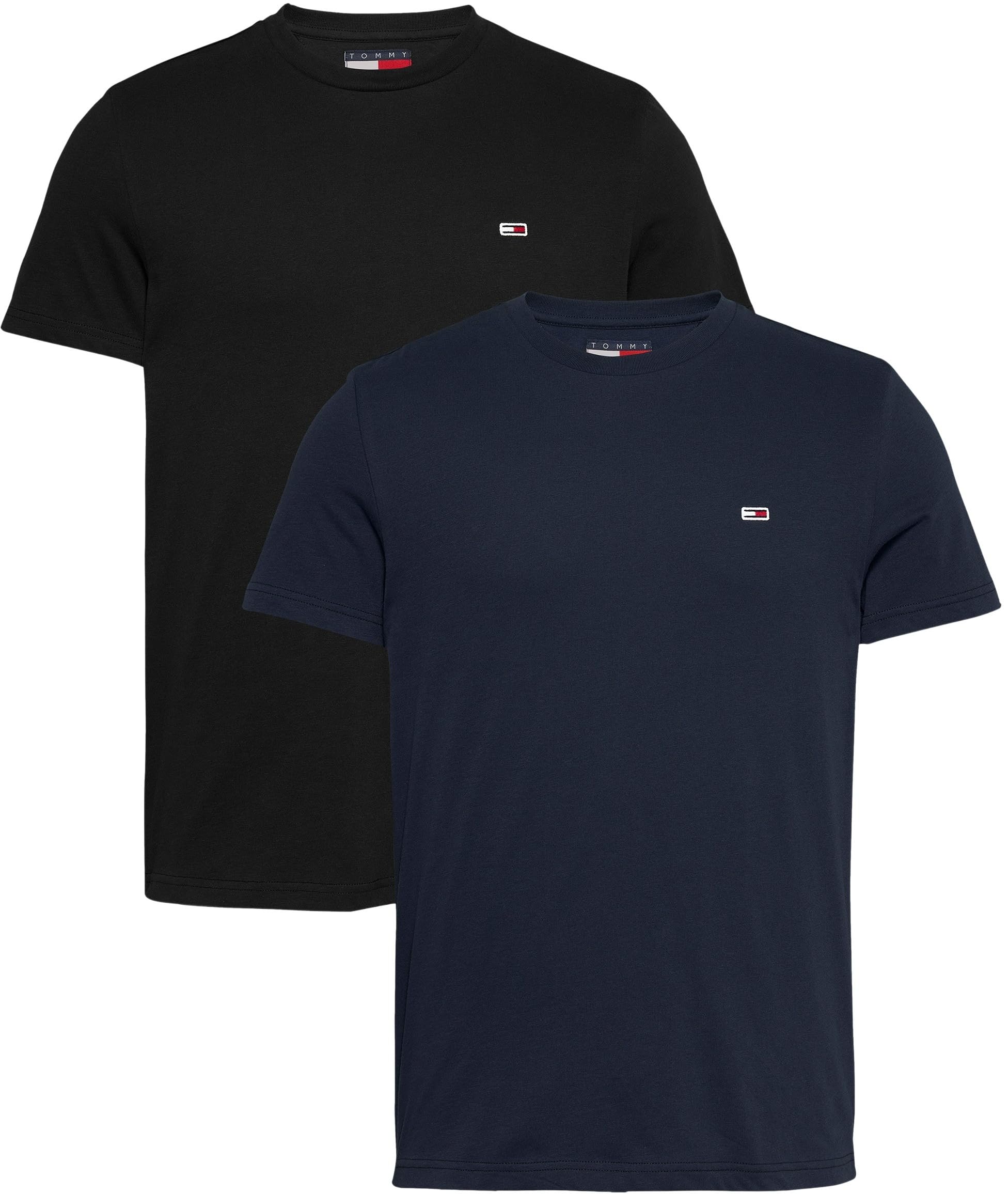 Tommy Jeans Camisetas de Manga Corta Hombre Pack de 2 Slim Mix tee con Cuello Redondo