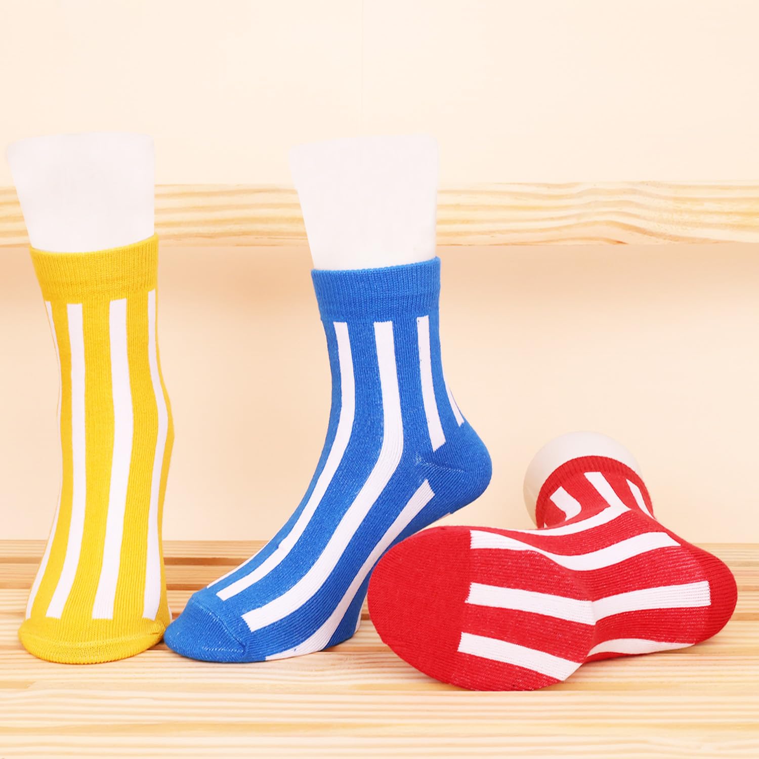 FOOTPRINTS Kids Bamboo Sports Socks | Crew Length | Anti-Odour & Breathable | Anti-Bacterial | Red, Blue & Yellow | Pack of 3 | All-Day Comfort 1