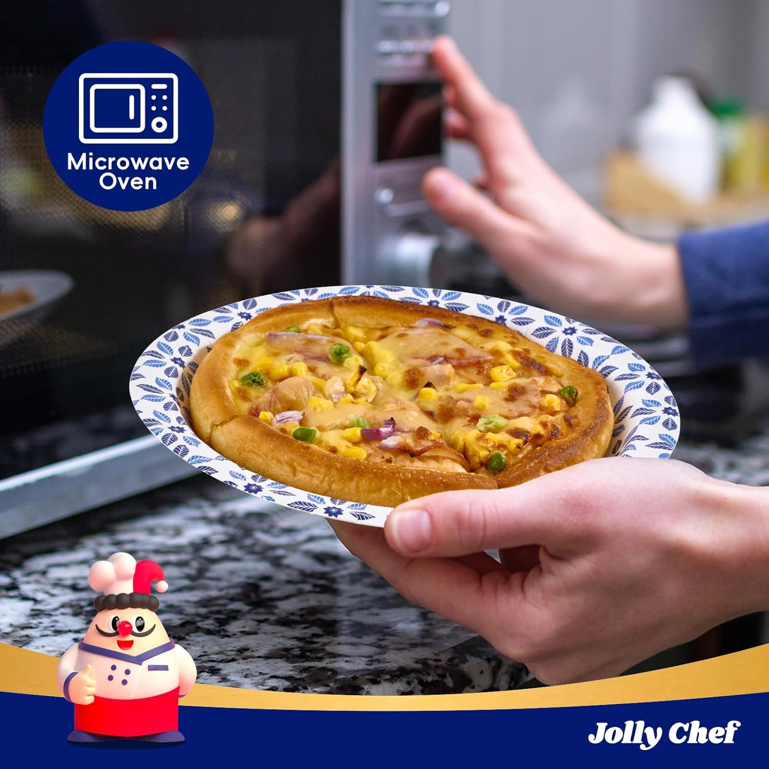 JOLLY CHEF 10 inch Disposable Paper Plates 140 Count, Soak Proof, Cut Proof, Heavy Duty Paper Plates for Everyday Use - Image 3