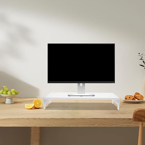 Miniatura 4 de Kisangel Elevador de monitor de escritorio con patas acrílicas, soporte ergonómico para laptop y estante organizador para escritorio, plataforma