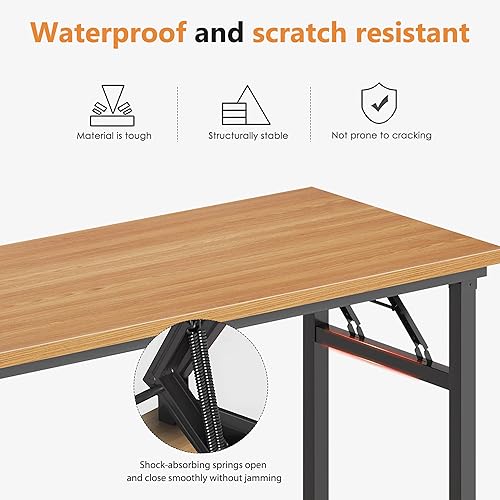 Miniatura 228 de DlandHome Escritorio plegable pequeño de 31.5 pulgadas, escritorio de computadora para oficina en casa, mesa plegable para espacios pequeños, no