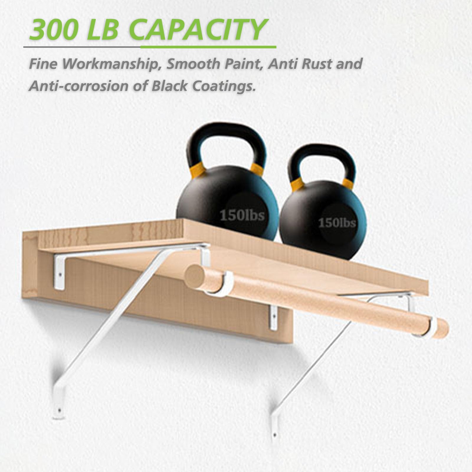 Heavy Duty Closet Rod Brackets - Set Of 4 Adjustable Shelf Supports