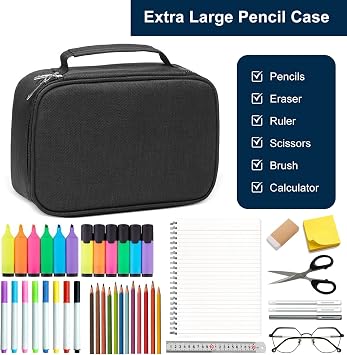 Large Pencil Case,72 Slots Multi-Functional Large Capacity Pens Case(Black) | Multi-Layer Detachable Pen Bag, Cationic Material Hard-wearing and Durable, Pencil Cases for School Office Art Craft