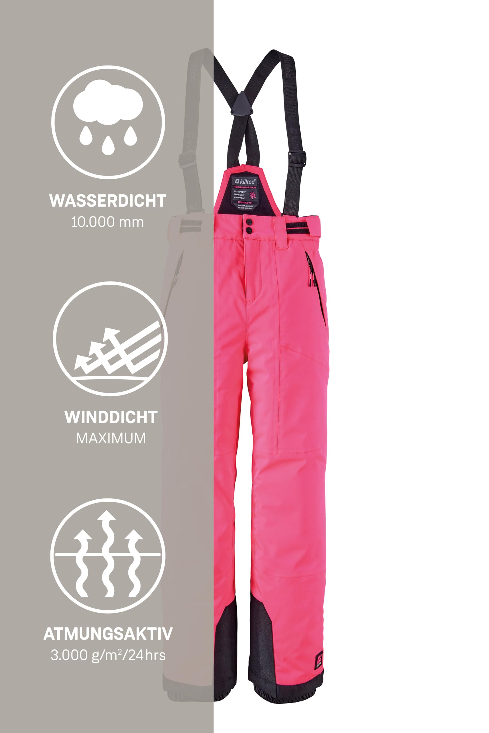 Killtec Girls Skihose 242 - Pantalon de Ski avec Braguette Amovible et Protection des Bords - Skihose - Fille