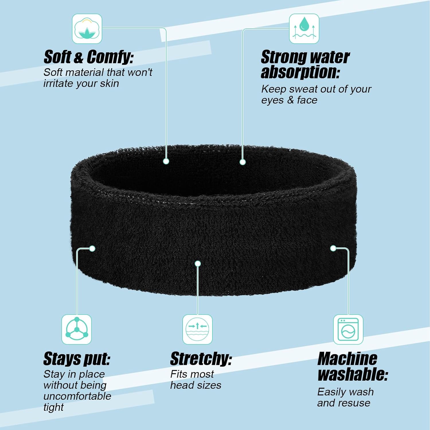 WILLBOND 42 Pcs Sports Sweatbands Sweat Headband for Kids Colorful Basketball Sweatband Cotton Terry Cloth Headband for Youth Athletic Soccer Brace Yoga Outdoor Activities
