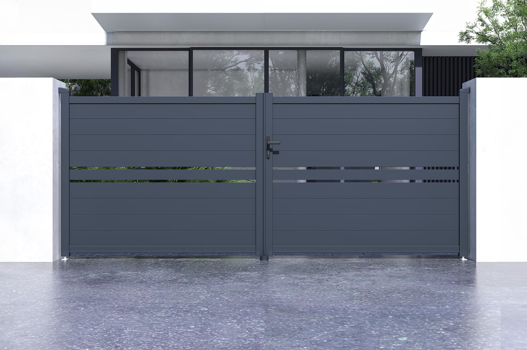 Casanoov Portail battant 4m CIMONE H.160 aluminium gris