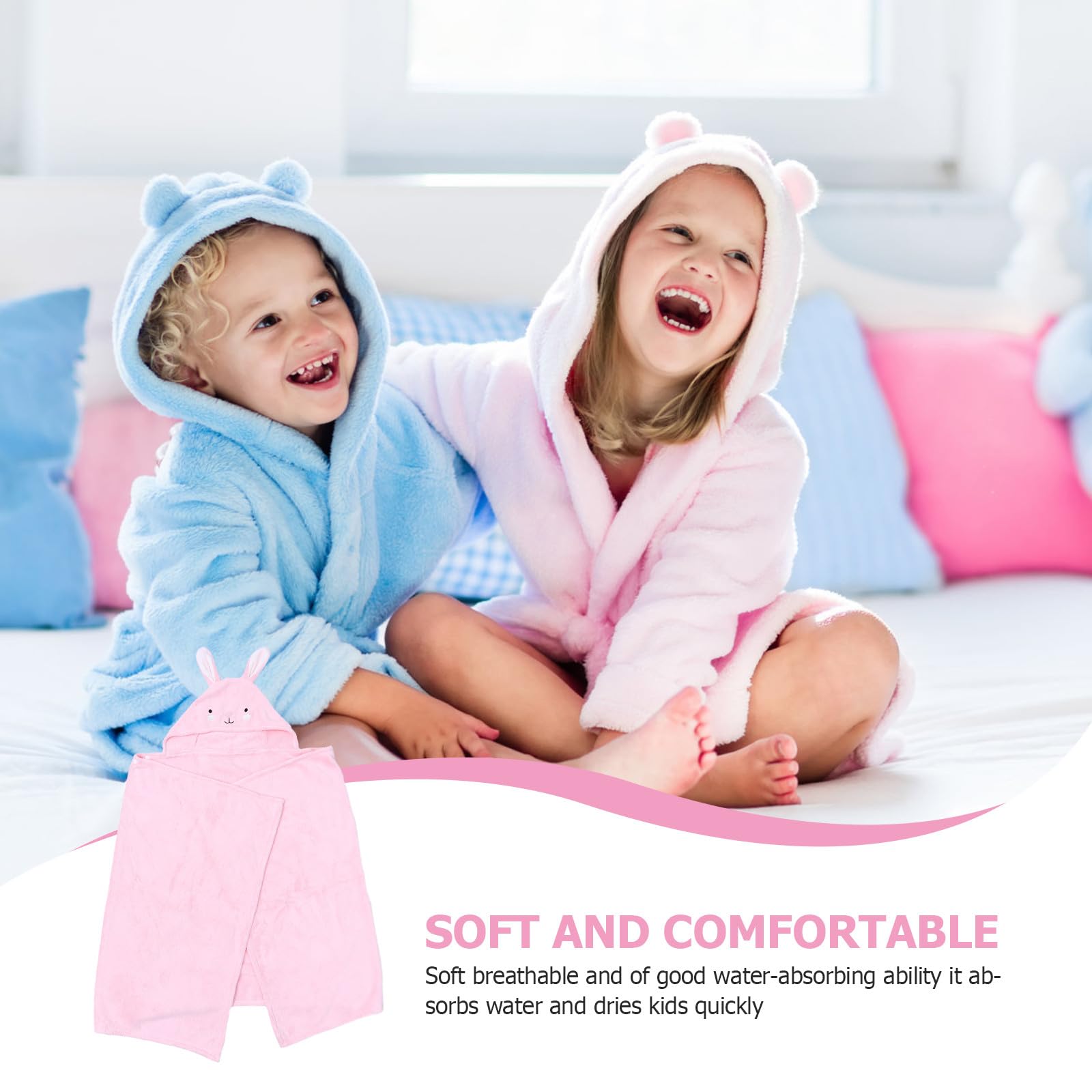 BETOOKY Badetuch mit Kapuze aus Atmungsaktivem Polyester und Chinlon Hautfreundlich mit Niedlichem Cartoon Design für Babys und Kleinkinder nach Baden
