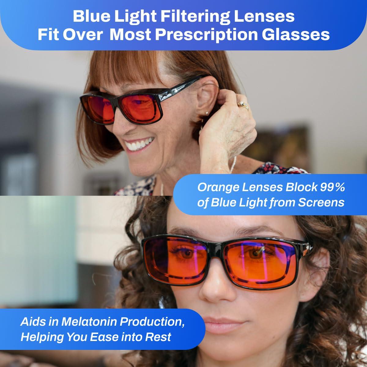 DefenderShield Gafas de bloqueo de luz azul de ajuste prémium: bloqueo superior del deslumbramiento de la pantalla del PC y del teléfono celular., Negro, 53-25.4-76.2