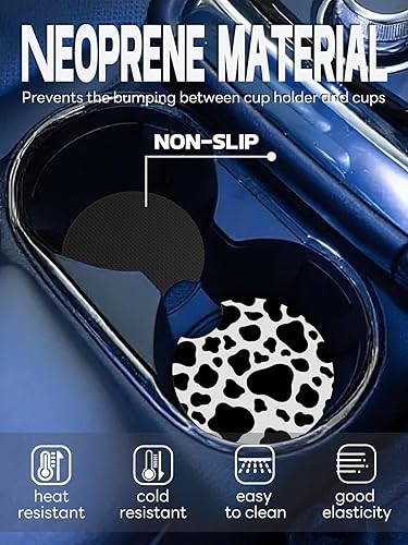 Vista 2 de WOCOCN Posavasos para automóvil, 2.75 pulgadas, antideslizantes y absorbentes, bonitos accesorios de decoración para portavasos de automóvil, Vaca