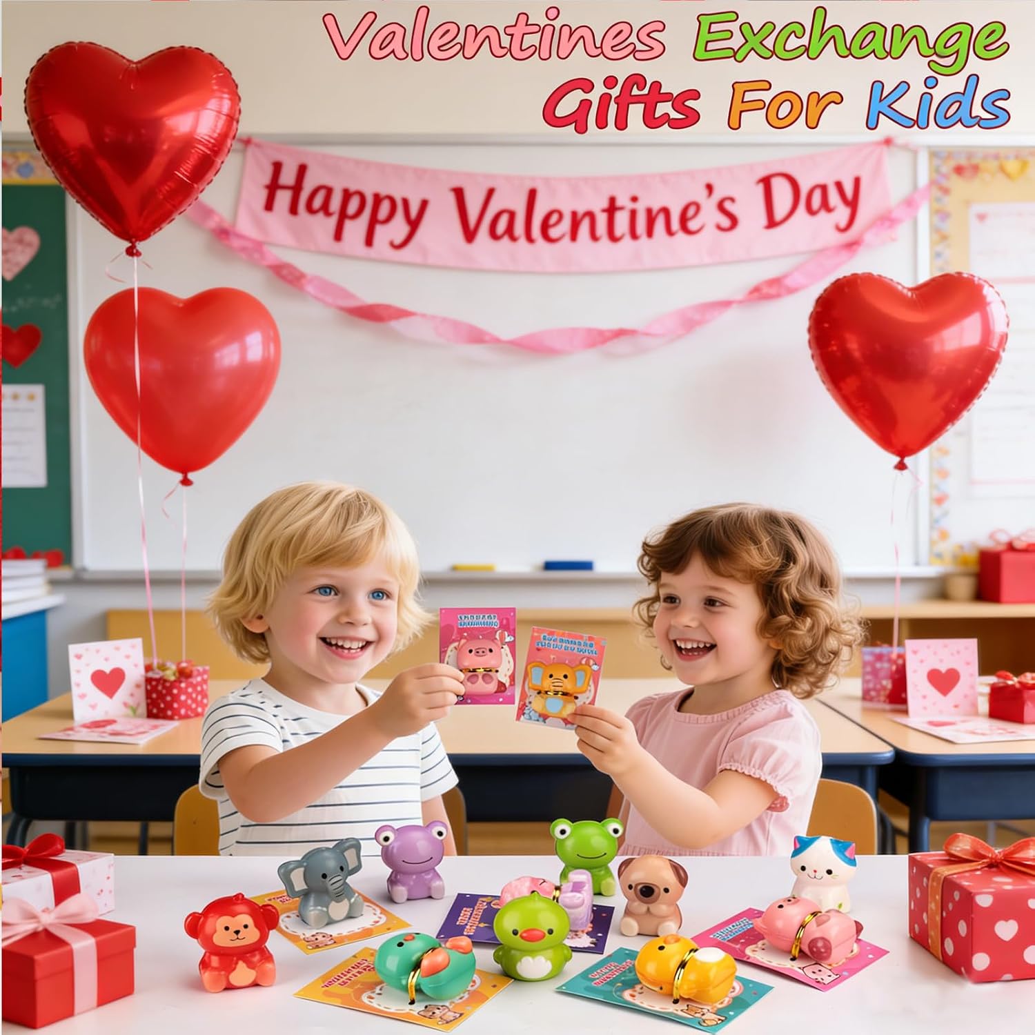 Budbof Valentines Day Gifts for Kids 24PCS Animal Squishy Toys, Slow Rising Stress Relief Toys, Goodie Bag Stuffers, Party Favors for Classroom Prizes