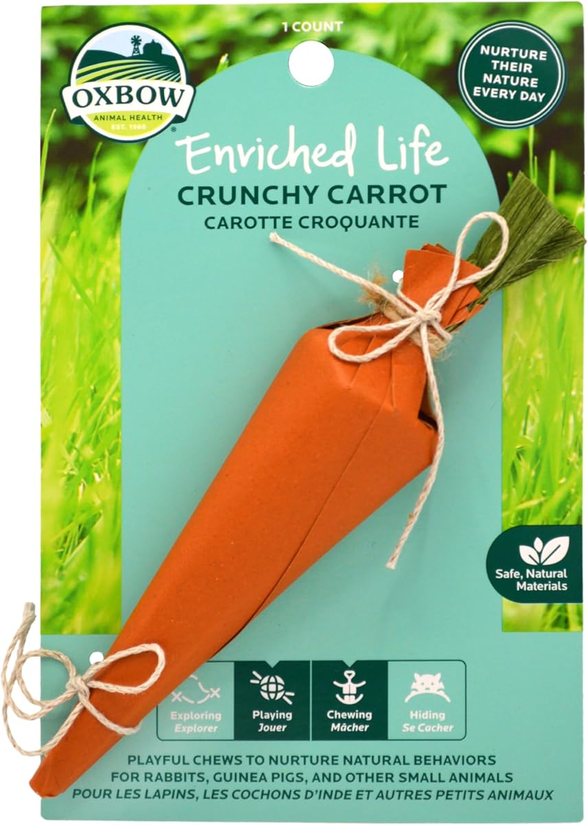 Juguete crujiente de zanahoria, conejo y cobaya, juguete masticable de enriquecimiento de conejo | Oxbow Enriched Life, juguetes masticables de conejo, enriquecimiento de cobaya, juguetes masticables de cobaya, enriquecimiento de conejo, materiales naturales