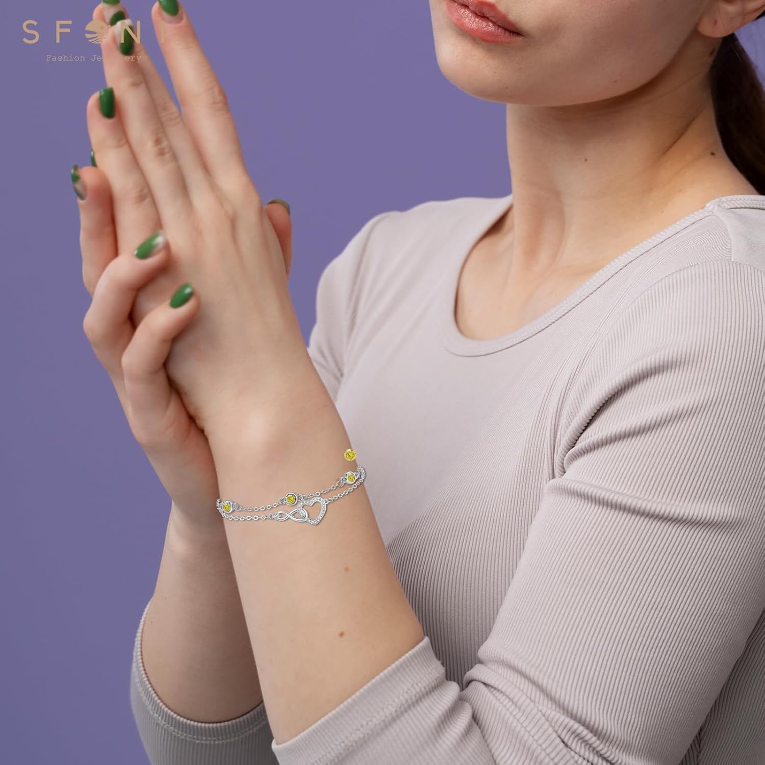 Silver Bracelet for Women, Infinity Heart Bracelet with Cubic Zirconia Adjustable Layered Bracelets Forever Love Jewelry Gifts for Mom Wife Girlfriend Friend Birthday Wedding Bride - Image 4