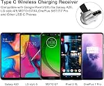 Nillkin Qi Récepteur de chargeur sans fil - 0.16cm Ultra Chip de récepteur de recharge sans fil pour Google Pixel 2XL,Galaxy A20,LG stylo 4/5,Moto G7,OnePlus 6/6T/7 Pro et autres USB C Téléphones