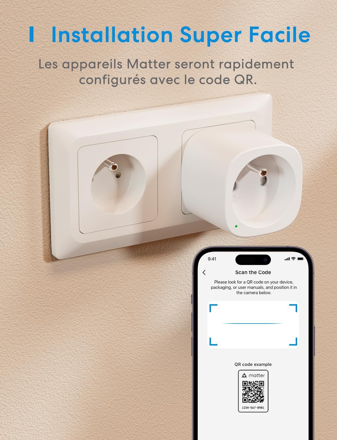 Meross Matter Connected Socket (Type E), gniazdo WiFi 16A kompatybilne z Apple Home, Alexa i Google Home, gniazdo z pomiarem energii dla fotowoltaicznych paneli słonecznych, sterowanie głosowe i zdaln