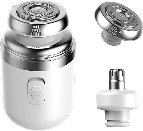 Mini afeitadora eléctrica portátil, 2 en 1, recargable por USB, en seco y húmedo, con recortadora de pelo de nariz giratoria, regalo de tamaño de