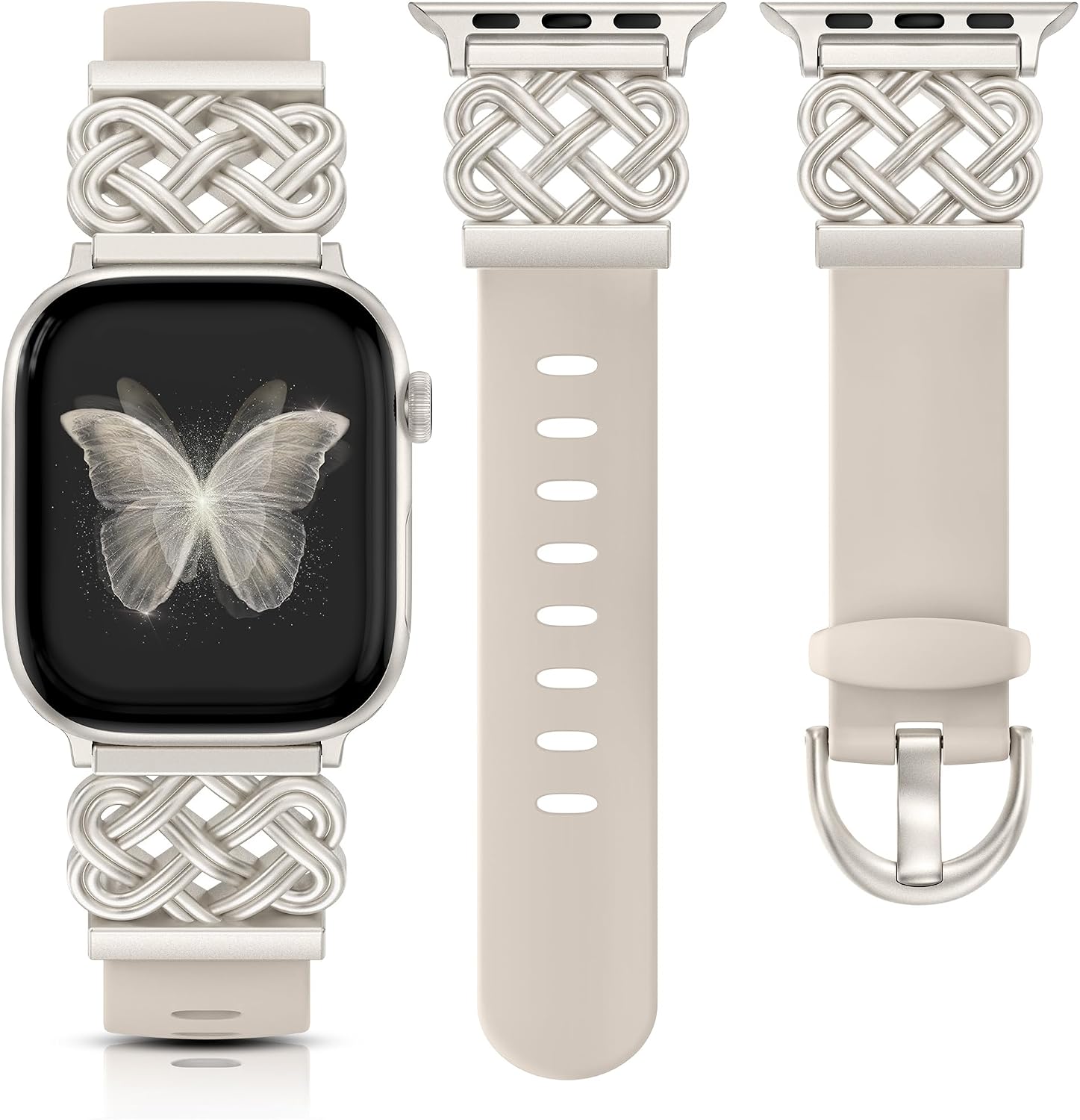 Minyee Celtic Knot Silicone Band Compatible with Apple Watch Band for Women 42/46/41/40/38/44/45/49mm, Dressy Thin Soft Silicone Stylish Sport Strap for iWatch Series 11 10 9 8 7 6 5 4 Ultra/SE 3 2 1