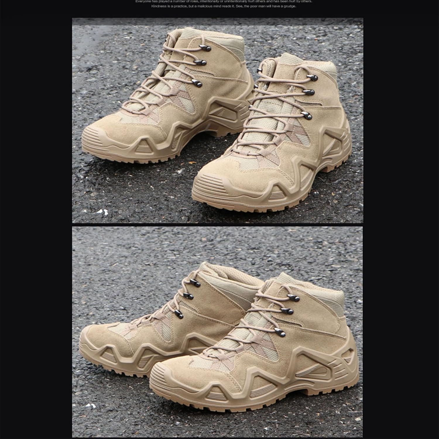 Men's Tactical Waterproof Boots, Durable Comfortable Coated Leather Combat Hiking Shoes