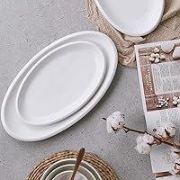 Vista 8 de DOWAN Large Serving Platter, 16"/14"/12" Oval Platters Oven Safe, White Serving Plates for Wedding Decor, Ceramic Serving Dish for Entertaining