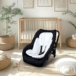 Infant Car Seat Insert Pea Pod 2-in-1 Baby Car Seat Head & Body Support for Newborn Girl Reversible 3 Layer Warm Preemie Carseat Stroller Cushion Headrest with Soft Minky Dot Fabric, Rainbow & Floral